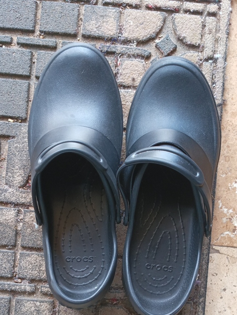 CROCS Men’s Black Slip-On Work Clogs with Heel Strap